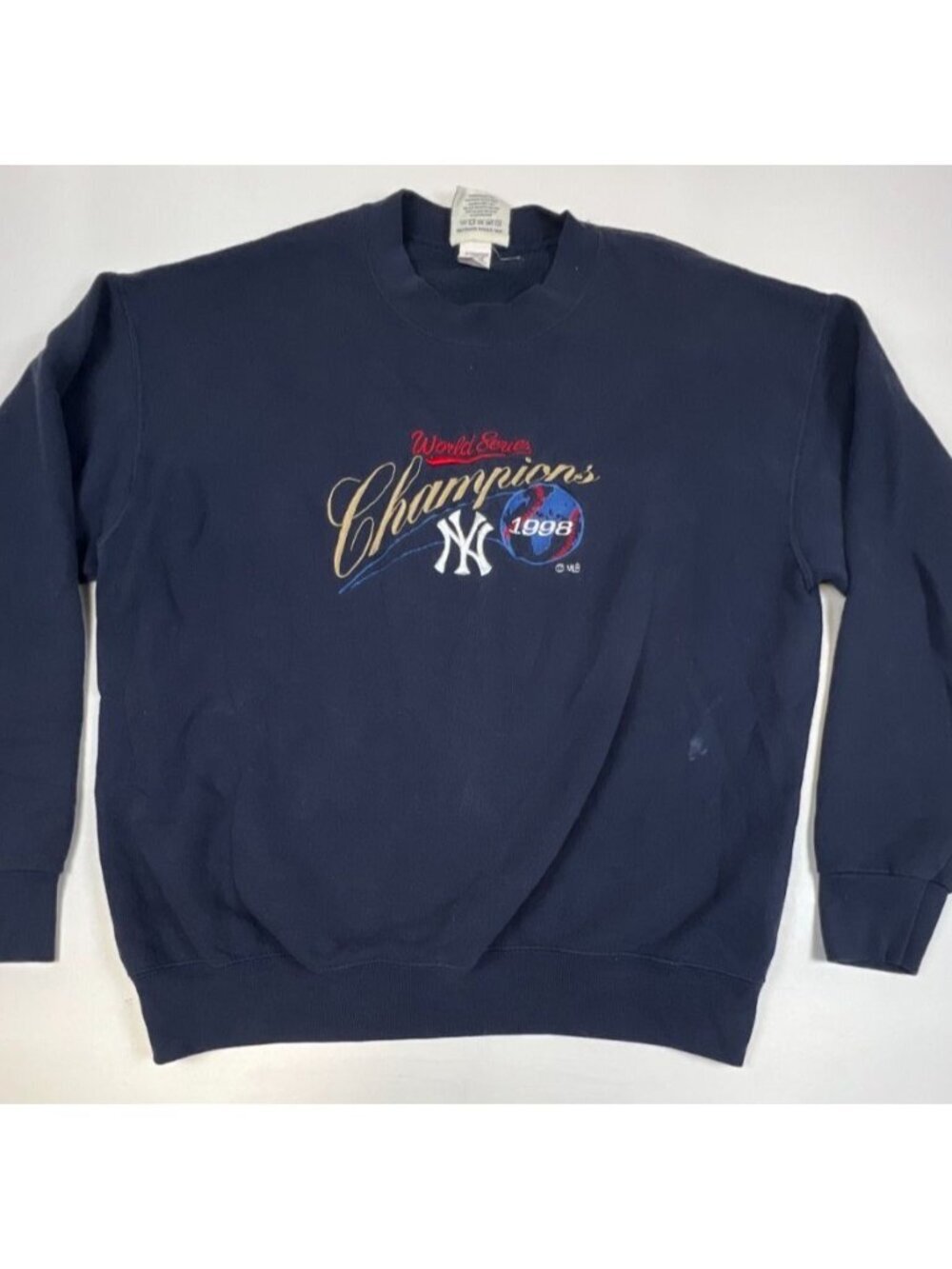 Vintage Lee Sport Men L Navy 1998 World Series Champions NY Yankees Sweatshirt